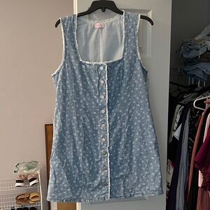 Pink Lily Blue Floral Mini Dress